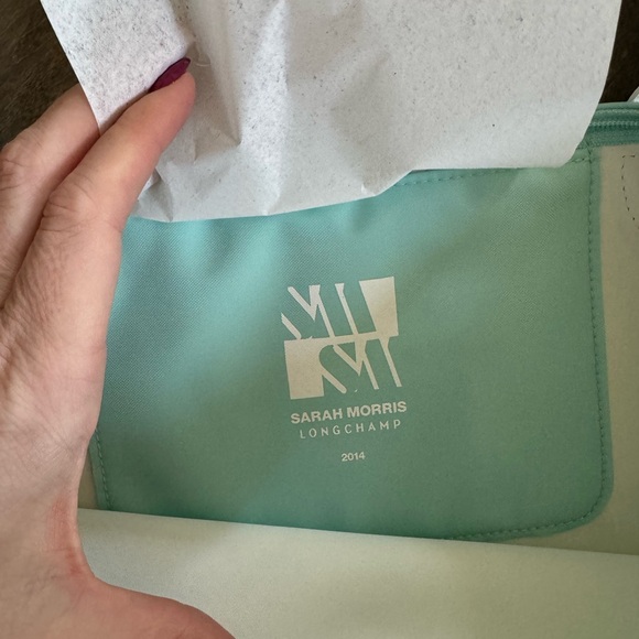 NEW ✨RARE COLLECTOR LONGCHAMP X SARAH MORRIS 2014✨ Baby Blue / Turquoise / White - Picture 7 of 12